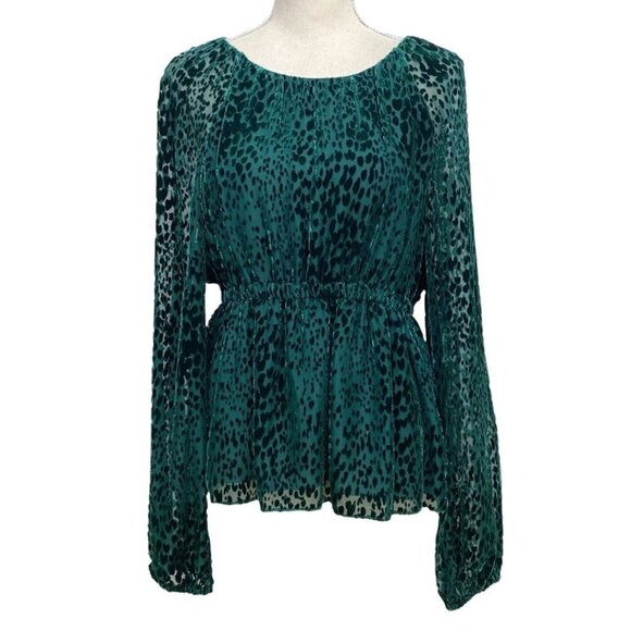 ALC KAREN FOREST GREEN EMERALD VELVET BURNOUT TUNIC TOP - M - Picture 3 of 10